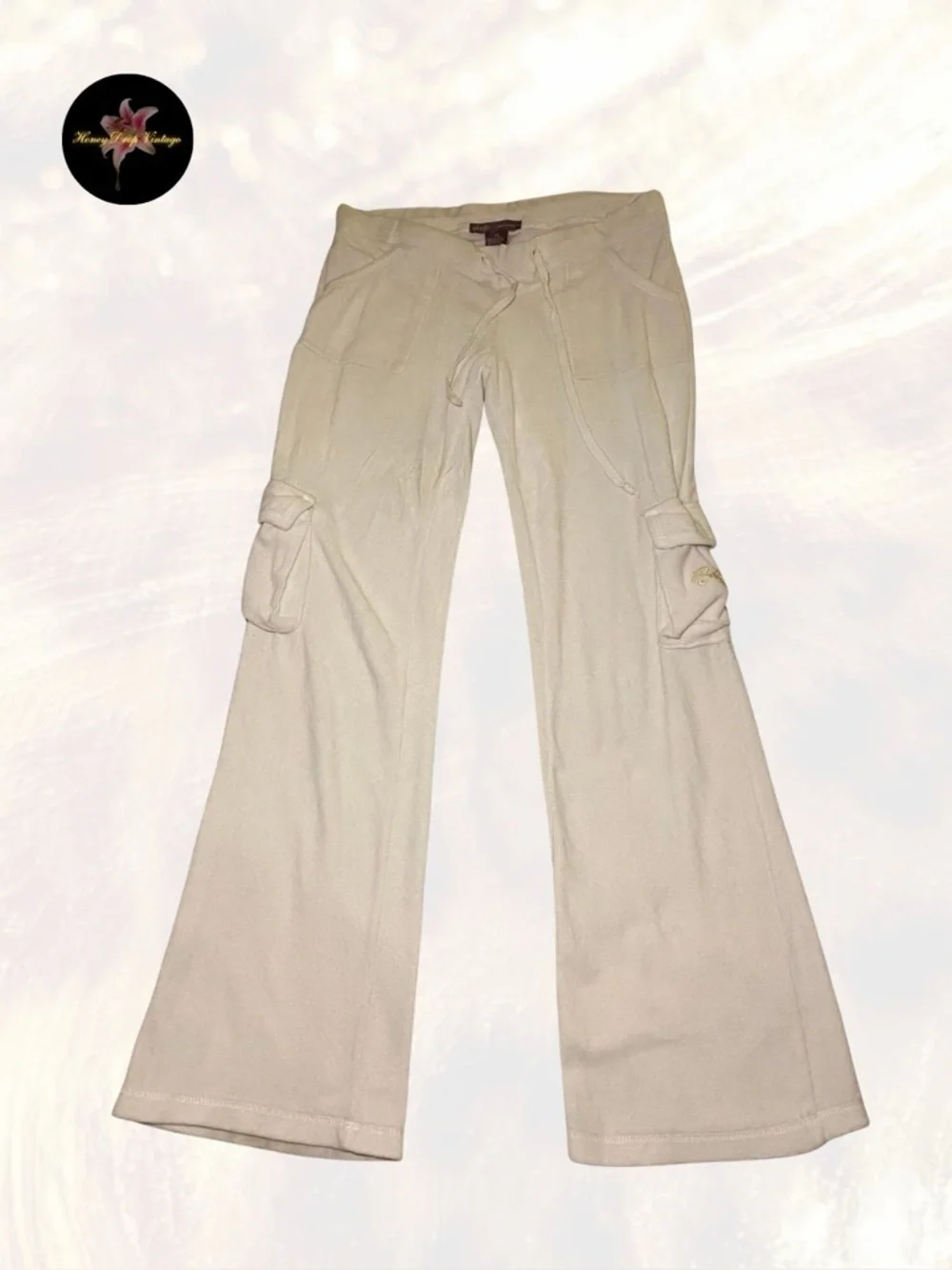 Hale Bob White Velour Cargo Flare Pants